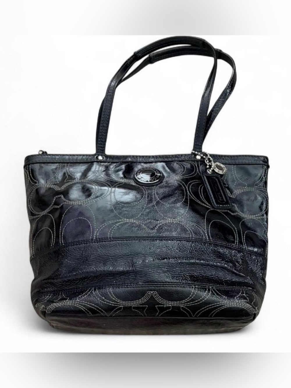 Coach VINTAGE F19198 Signature Sis Stitch medium tote shoulder bag